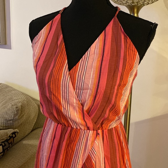 Lavender Brown Pink Striped High Low Dress size XS - Picture 3 of 5